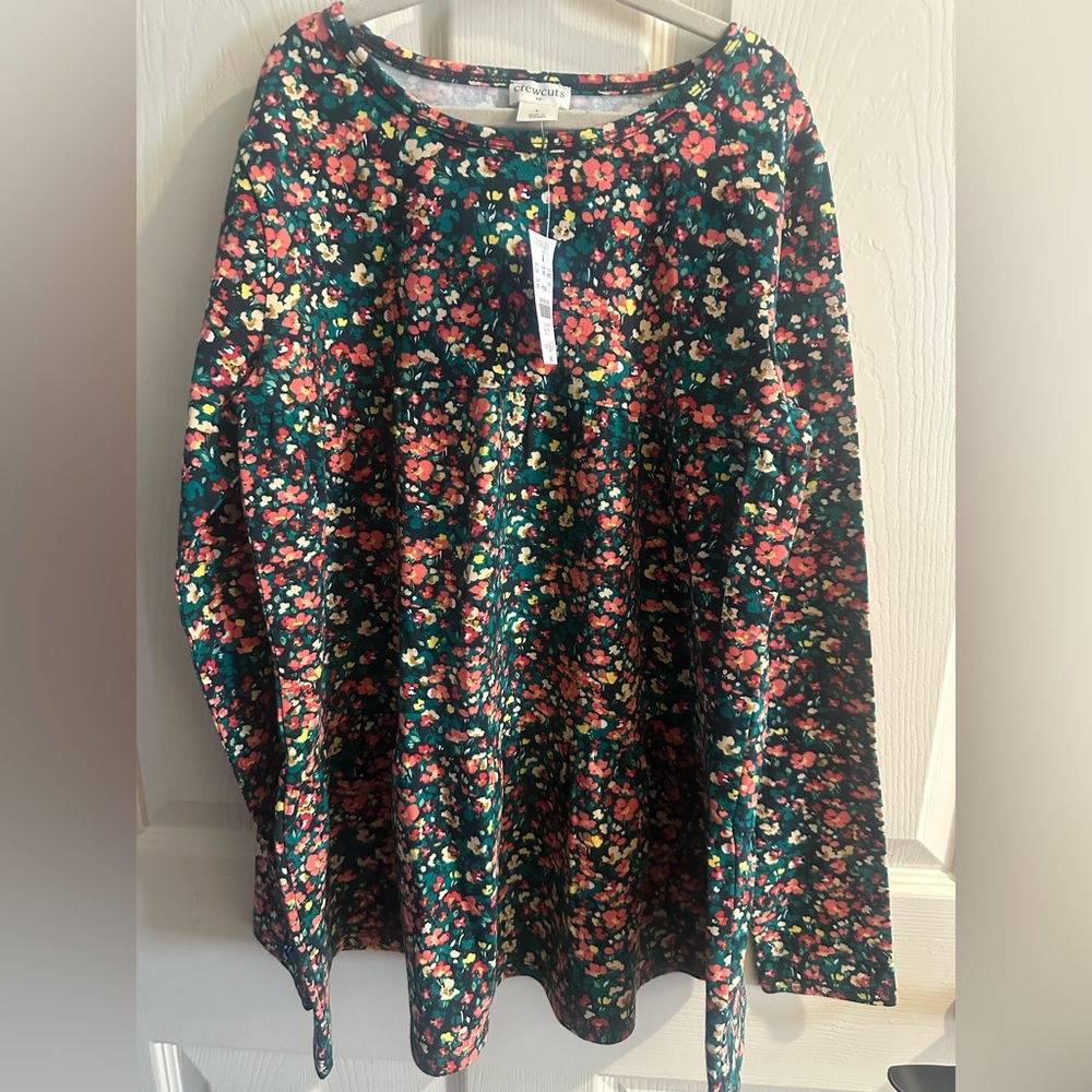 Crewcut Long-Sleeve Floral Flowy Blouse (10/12)